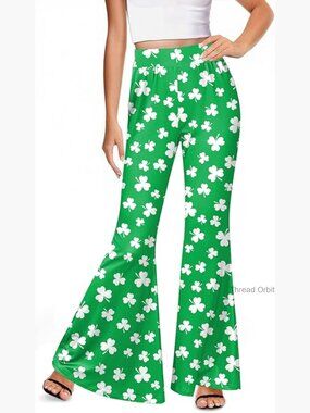 Shamrock Flared Pants High Waisted Stretch Trousers